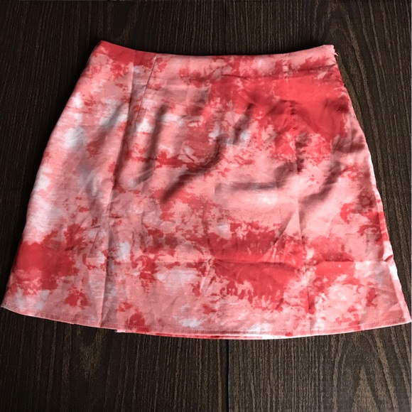 Zaful Peach / Pink Tie Dye Slitted Mini Skirt - Picture 7 of 7